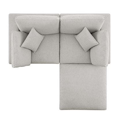 Canapé modulaire Lutyens en lin mélangé gris clair, méridienne 2 pièces