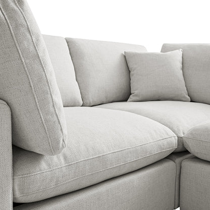 Canapé modulaire Lutyens en lin mélangé gris clair, méridienne 2 pièces