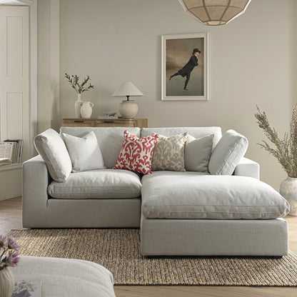 Canapé modulaire Lutyens en lin mélangé gris clair, méridienne 2 pièces