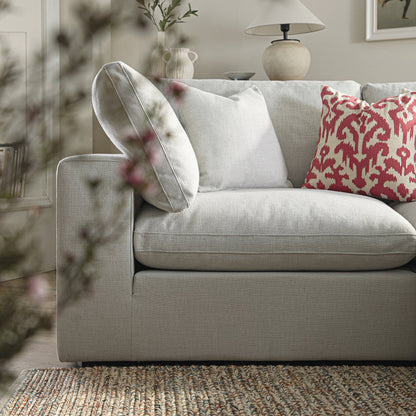 Canapé modulaire Lutyens en lin mélangé gris clair, méridienne 2 pièces