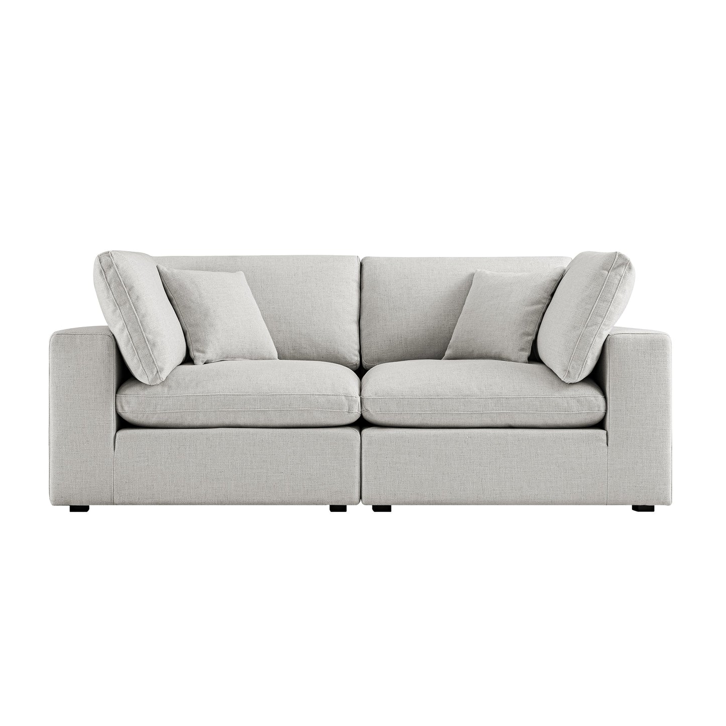 Canapé modulaire Lutyens en lin mélangé gris clair, 2 pièces