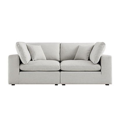 Canapé modulaire Lutyens en lin mélangé gris clair, 2 pièces