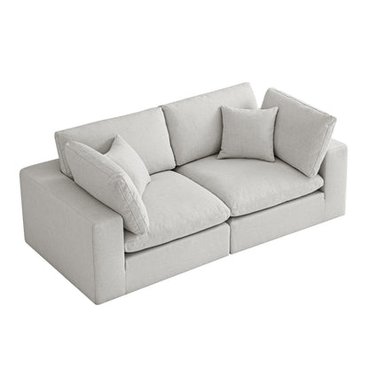 Canapé modulaire Lutyens en lin mélangé gris clair, 2 pièces