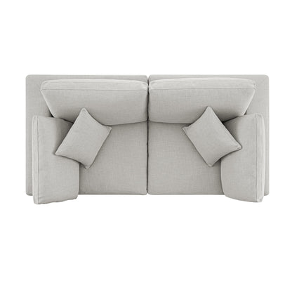 Canapé modulaire Lutyens en lin mélangé gris clair, 2 pièces