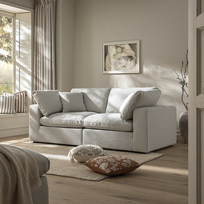 Canapé modulaire Lutyens en lin mélangé gris clair, 2 pièces