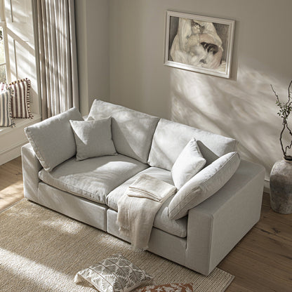 Canapé modulaire Lutyens en lin mélangé gris clair, 2 pièces