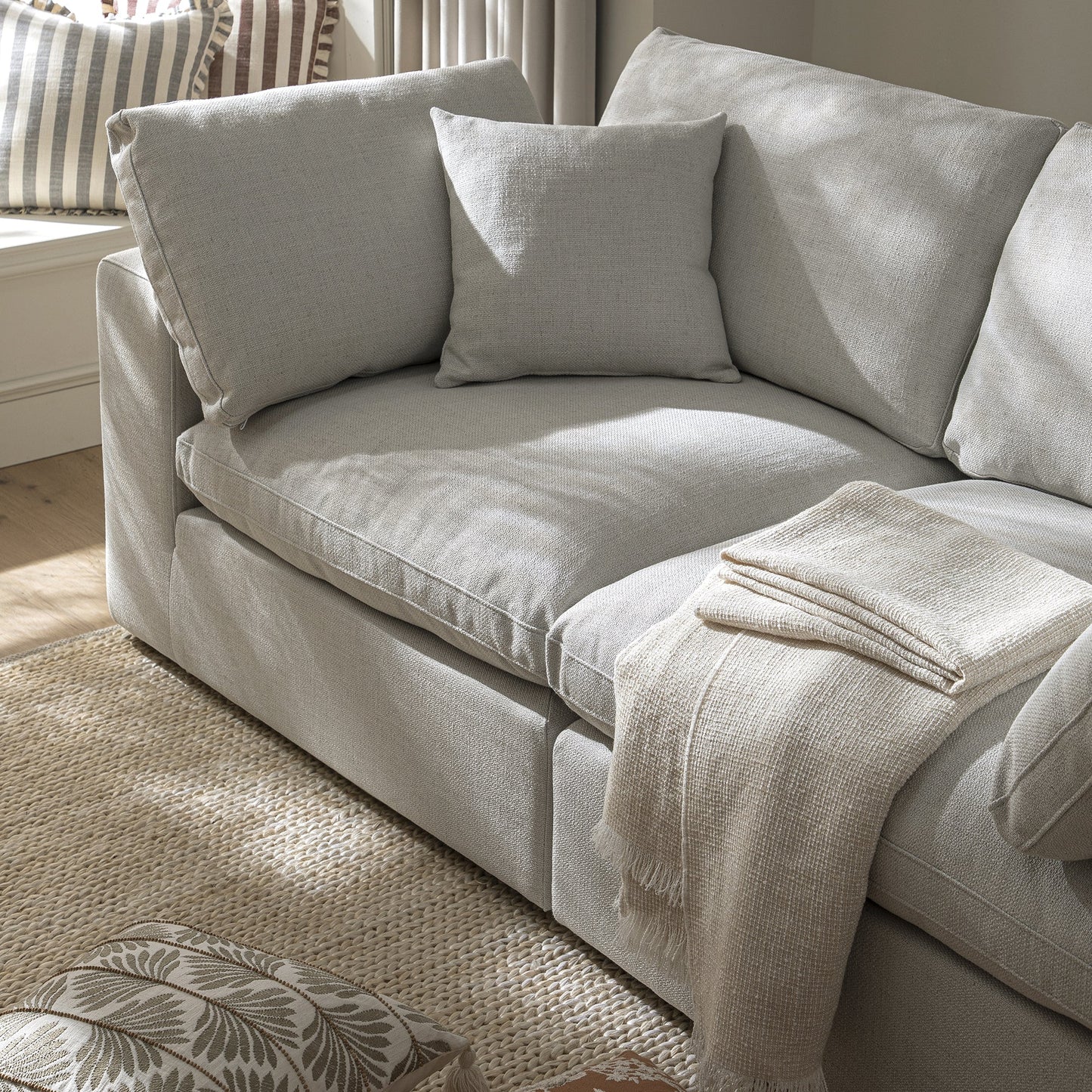 Canapé modulaire Lutyens en lin mélangé gris clair, 2 pièces