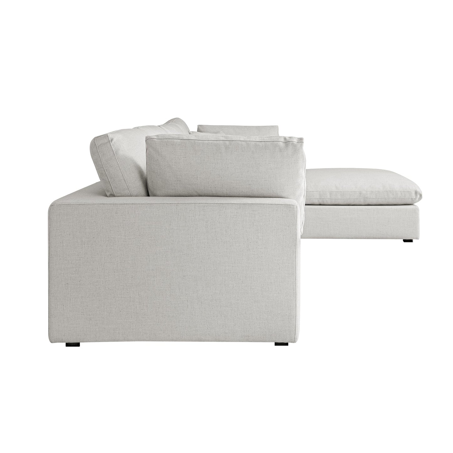 Canapé modulaire Lutyens en lin mélangé gris clair, méridienne 4 pièces