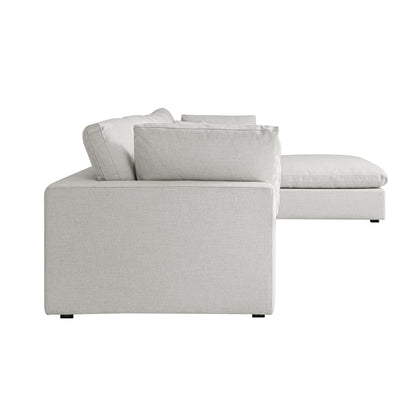 Canapé modulaire Lutyens en lin mélangé gris clair, méridienne 4 pièces