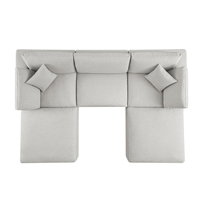 Canapé modulaire Lutyens en lin mélangé gris clair, ensemble de 5 pièces en forme de U