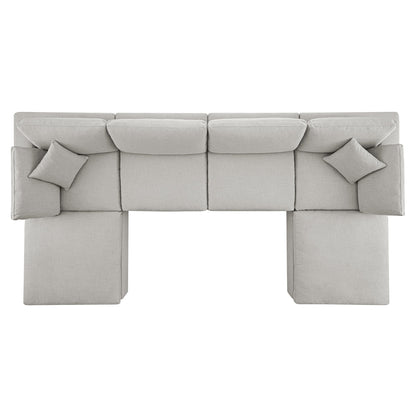 Canapé modulaire Lutyens en lin gris clair, ensemble de 6 pièces en forme de U