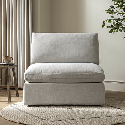 Canapé modulable Lutyens en lin mélangé gris clair, assise sans accoudoirs