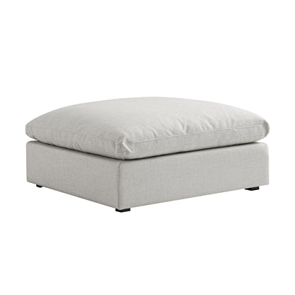 Canapé modulable et tabouret Lutyens en mélange de lin gris clair