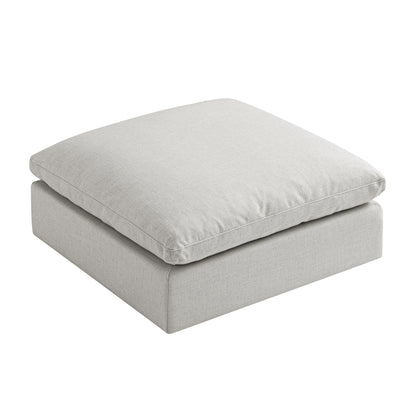 Canapé modulable et tabouret Lutyens en mélange de lin gris clair