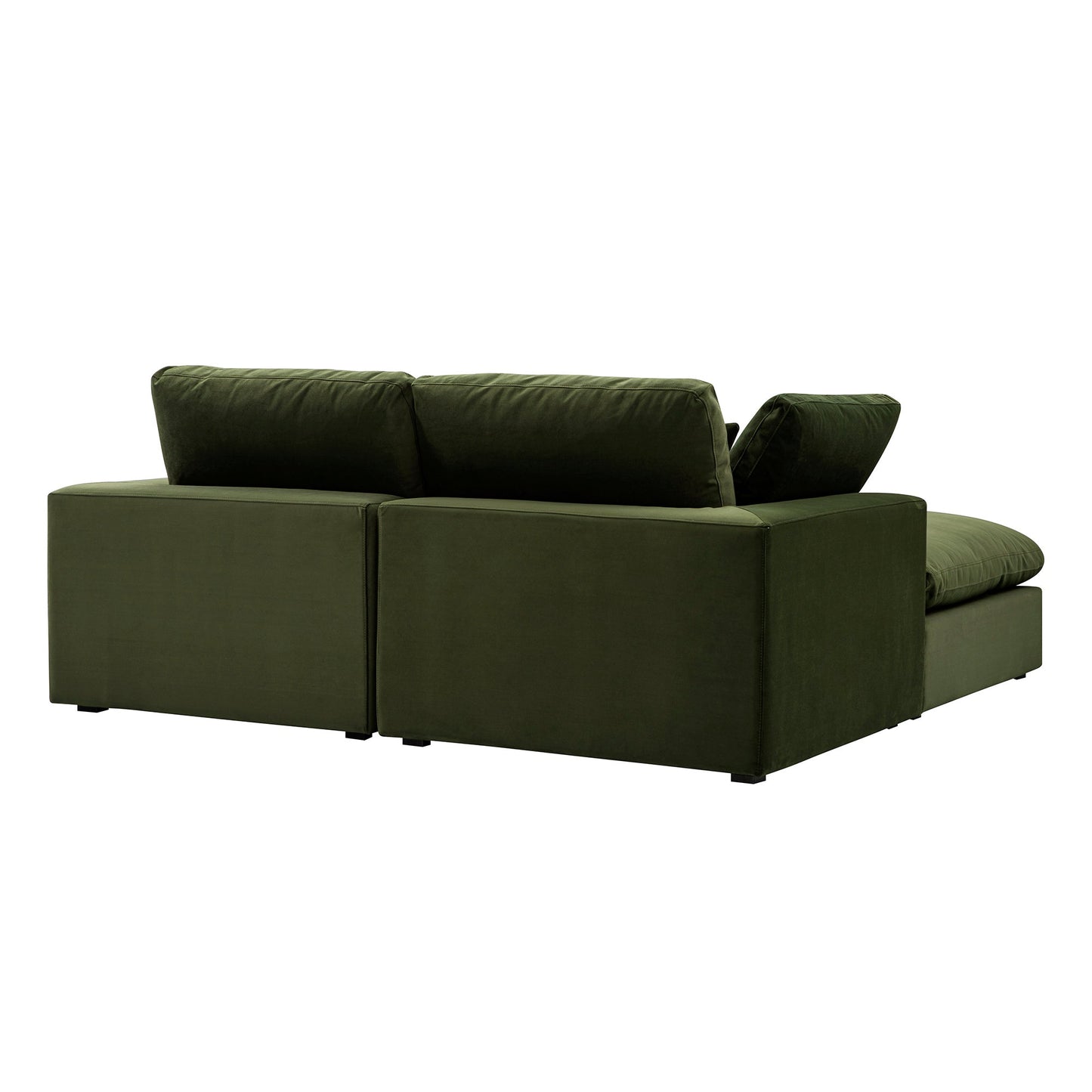 Canapé modulaire en velours vert mousse Lutyens, méridienne 2 pièces