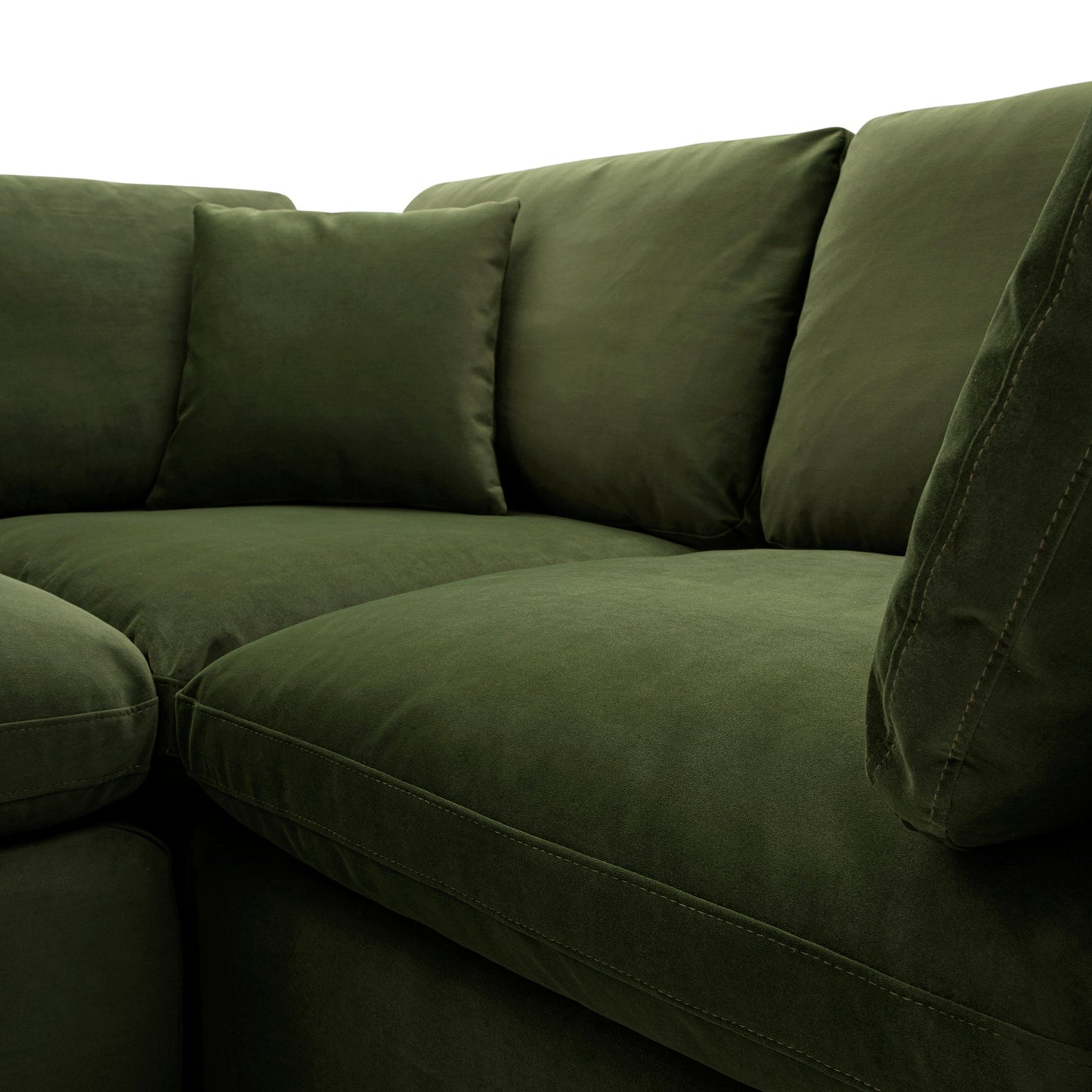 Canapé modulaire en velours vert mousse Lutyens, méridienne 2 pièces