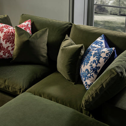 Canapé modulaire en velours vert mousse Lutyens, méridienne 2 pièces