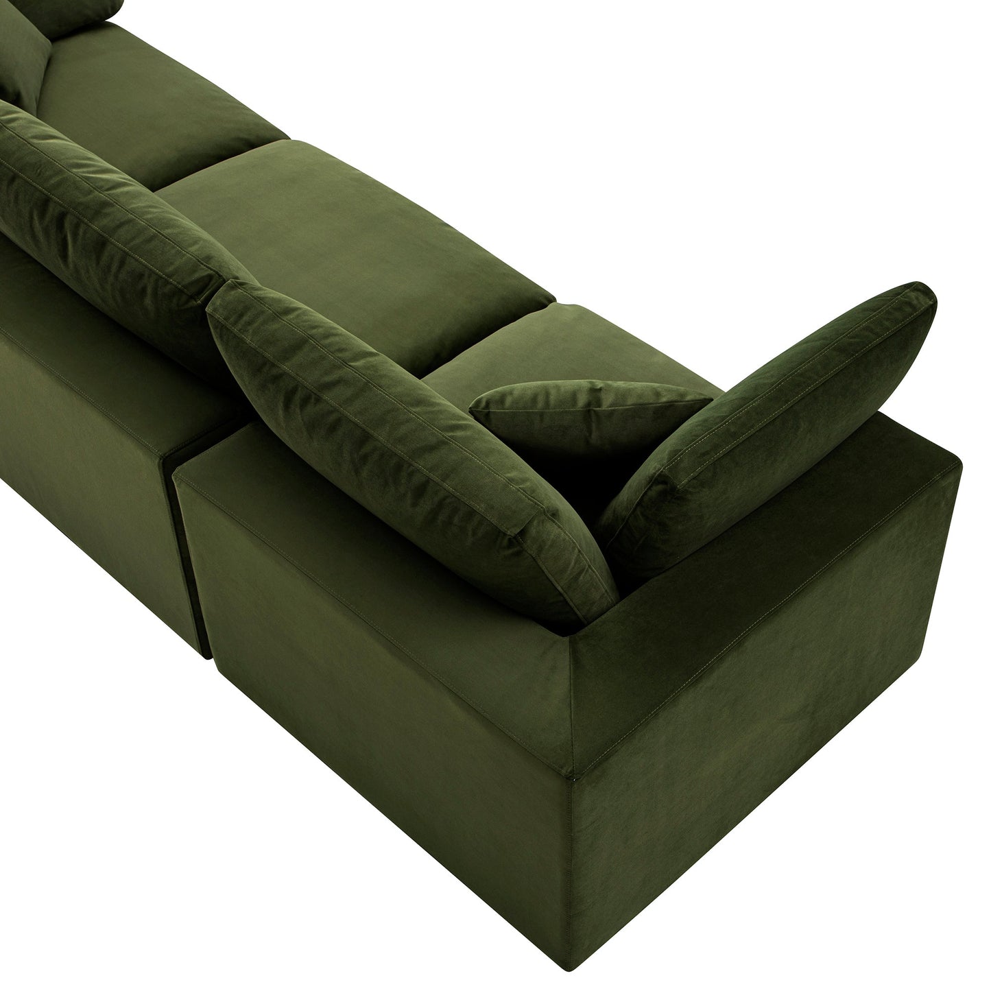 Canapé modulaire en velours vert mousse Lutyens, 3 pièces