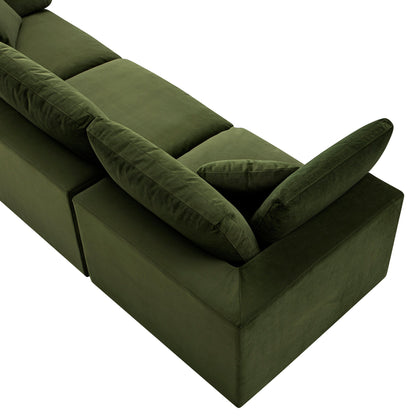 Canapé modulaire en velours vert mousse Lutyens, 3 pièces