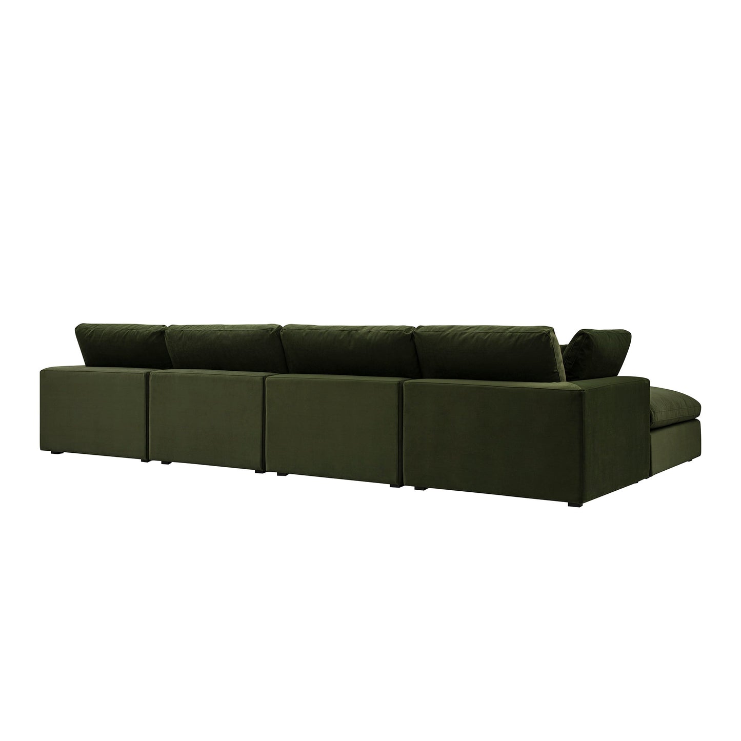 Canapé modulaire en velours vert mousse Lutyens, méridienne 4 pièces