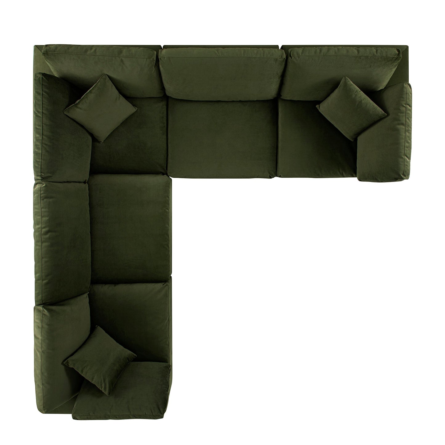 Canapé d'angle modulaire en velours vert mousse Lutyens, ensemble de 5 pièces