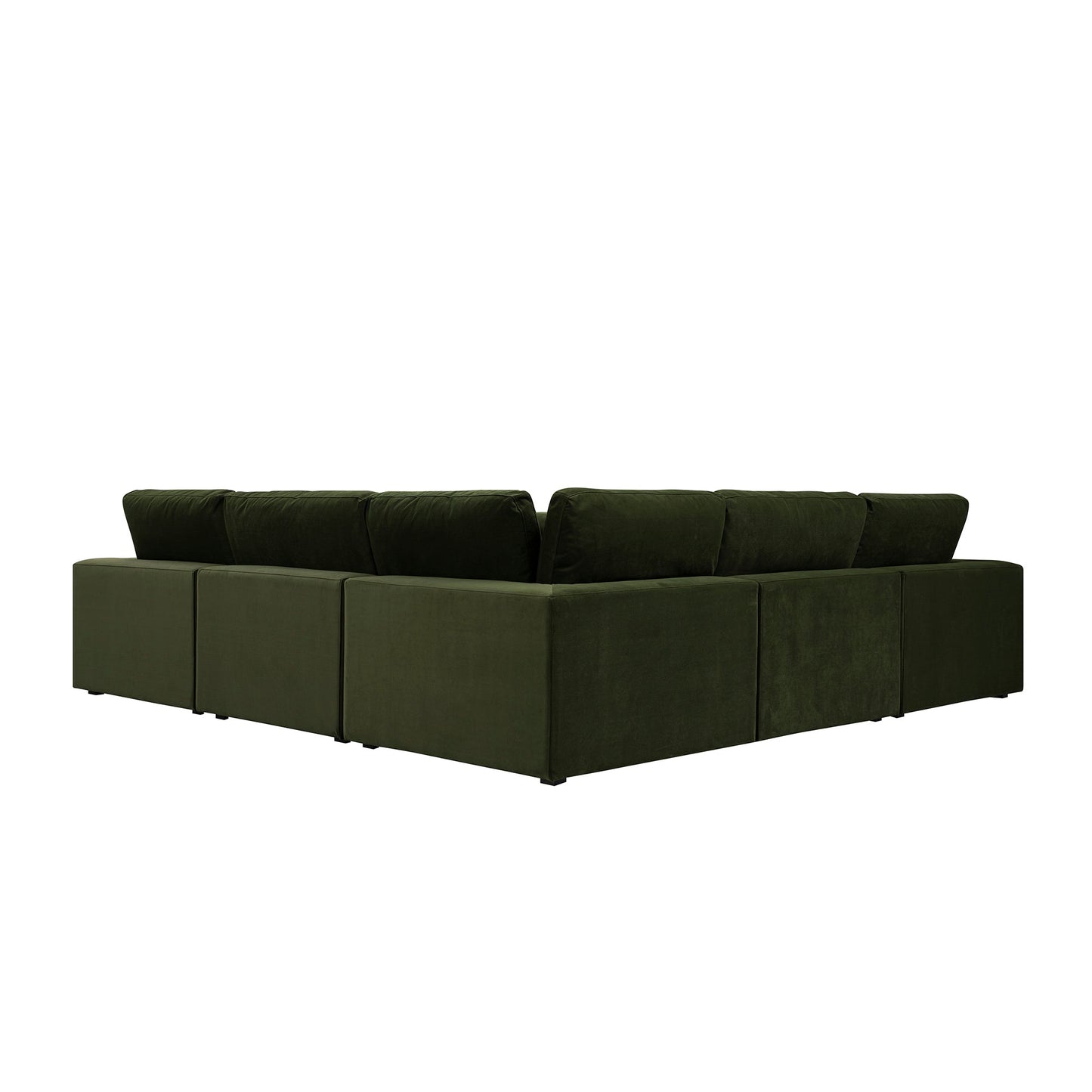 Canapé d'angle modulaire en velours vert mousse Lutyens, ensemble de 5 pièces