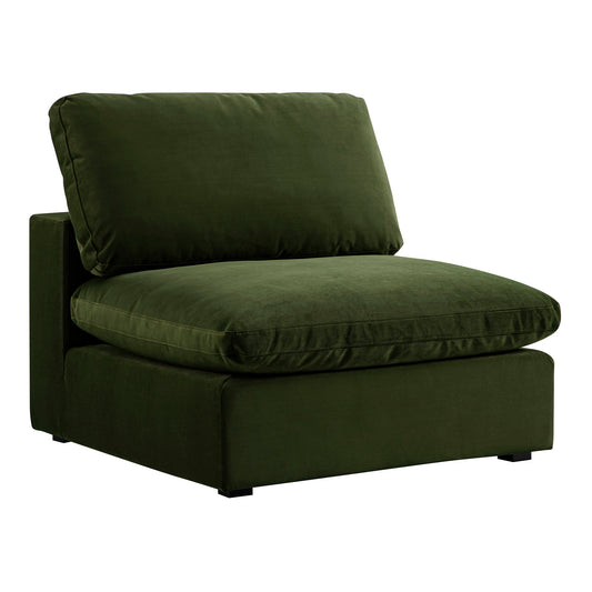 Canapé modulable en velours vert mousse Lutyens, assise sans accoudoirs