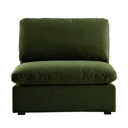 Canapé modulable en velours vert mousse Lutyens, assise sans accoudoirs