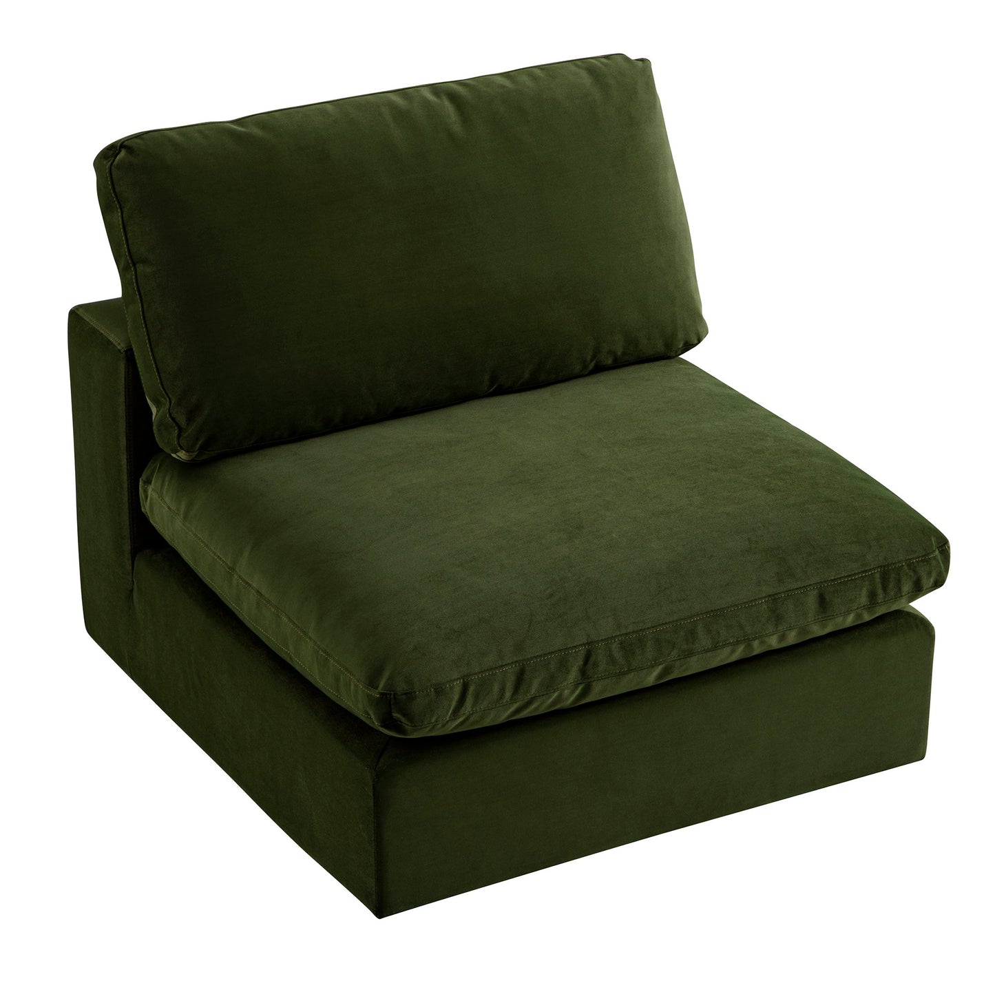 Canapé modulable en velours vert mousse Lutyens, assise sans accoudoirs