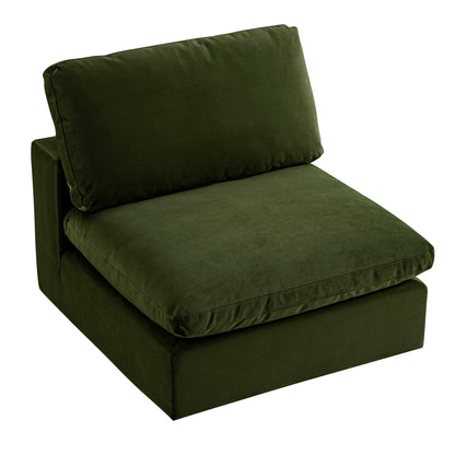Canapé modulable en velours vert mousse Lutyens, assise sans accoudoirs