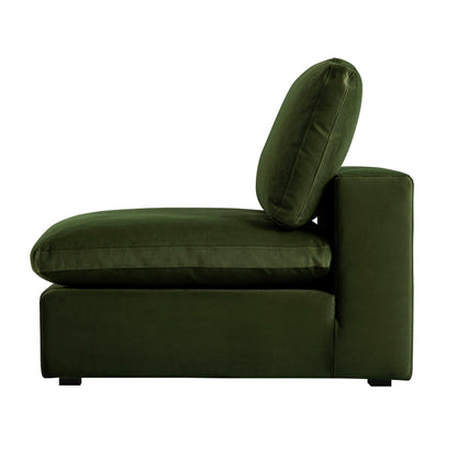 Canapé modulable en velours vert mousse Lutyens, assise sans accoudoirs