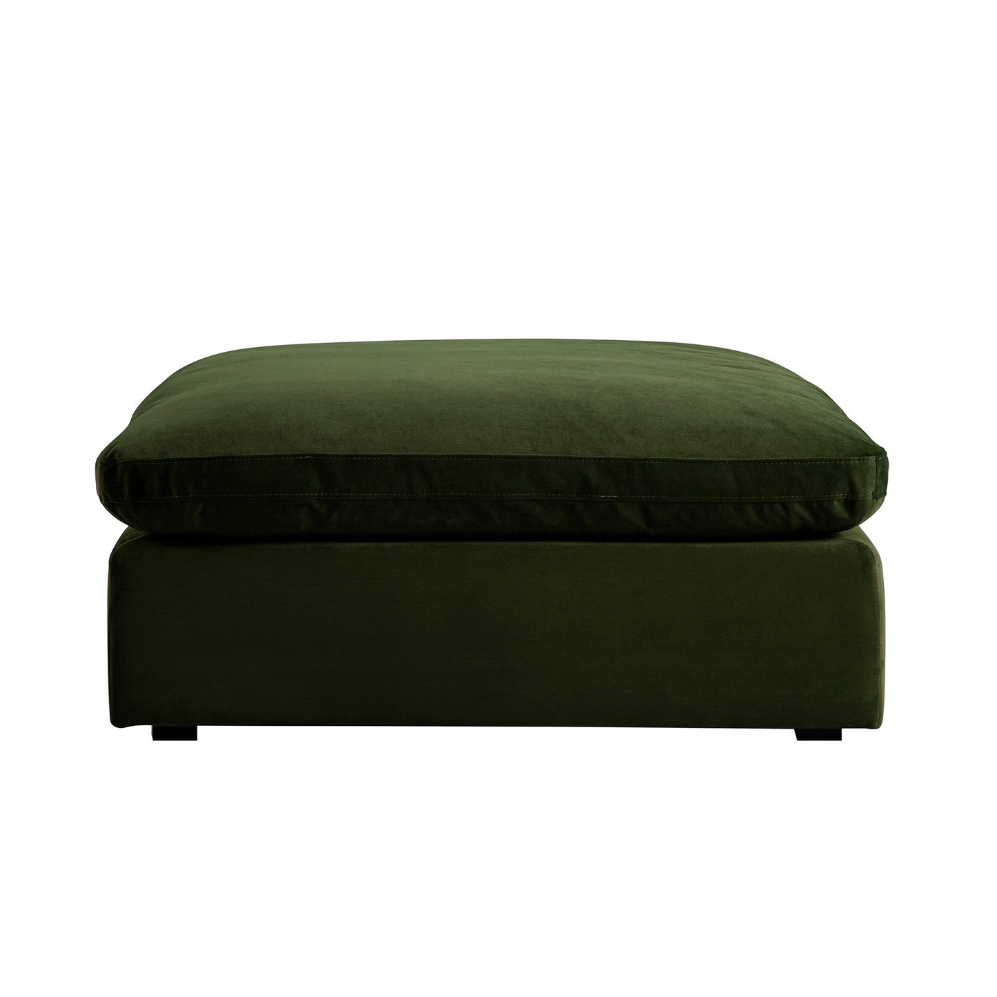 Canapé modulable en velours vert mousse Lutyens, tabouret