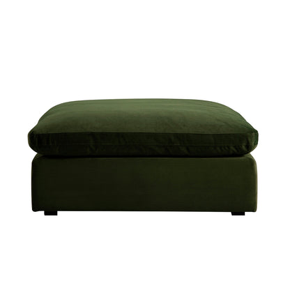 Canapé modulable en velours vert mousse Lutyens, tabouret
