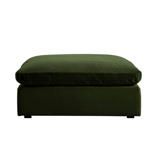 Canapé modulable en velours vert mousse Lutyens, tabouret