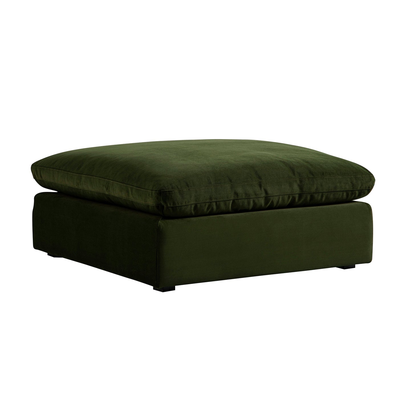Canapé modulable en velours vert mousse Lutyens, tabouret