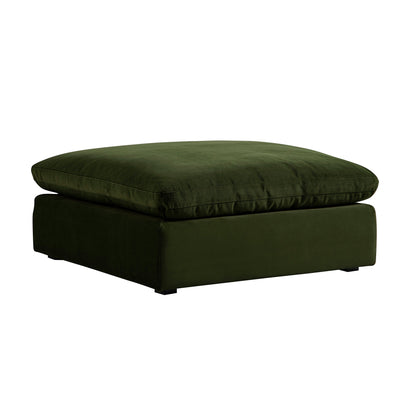 Canapé modulable en velours vert mousse Lutyens, tabouret