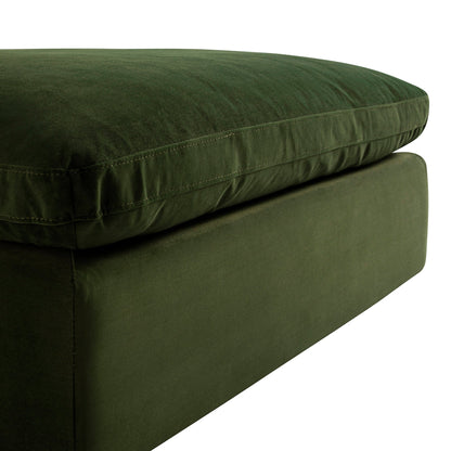 Canapé modulable en velours vert mousse Lutyens, tabouret