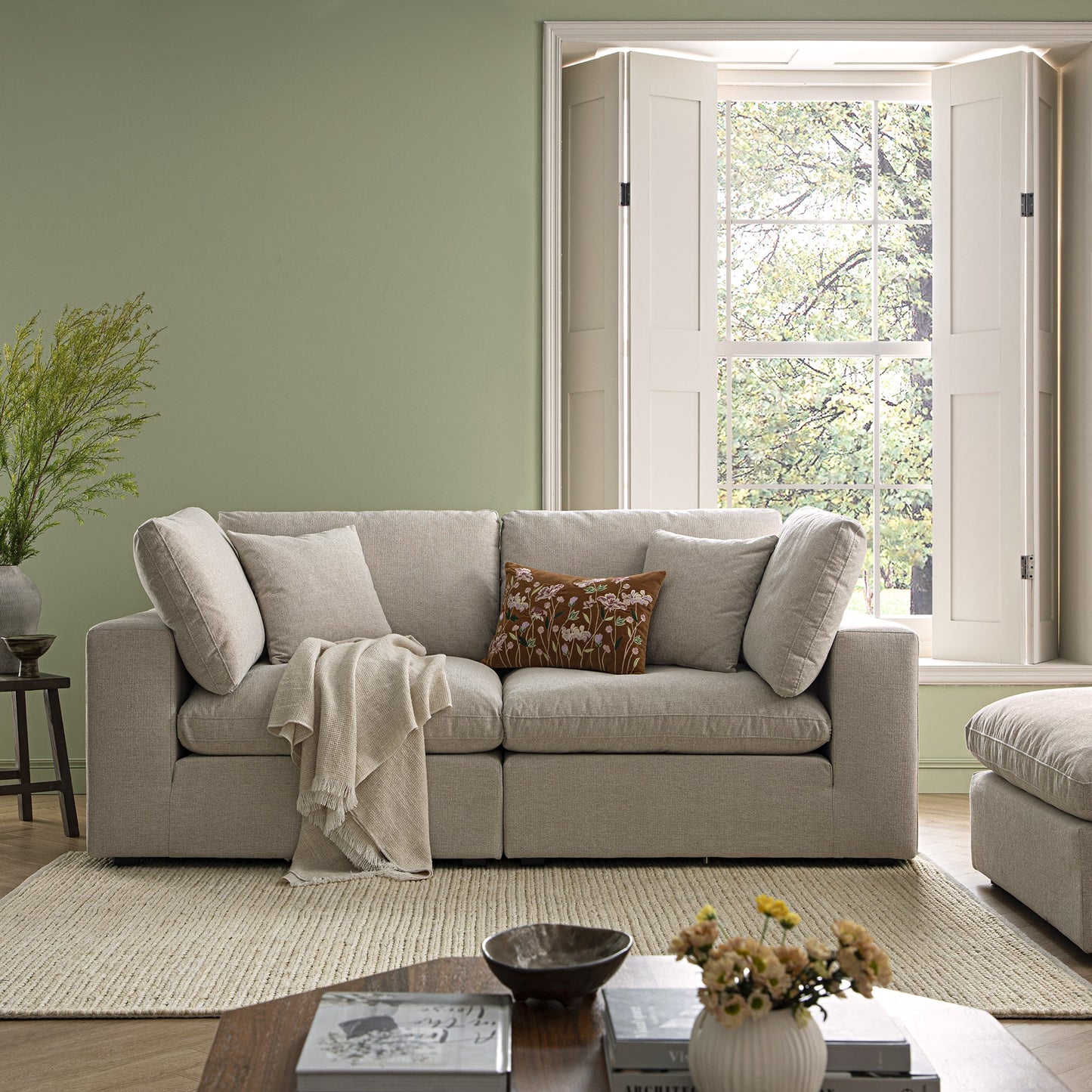 Canapé modulaire en tissu tissé avoine Lutyens, 2 pièces