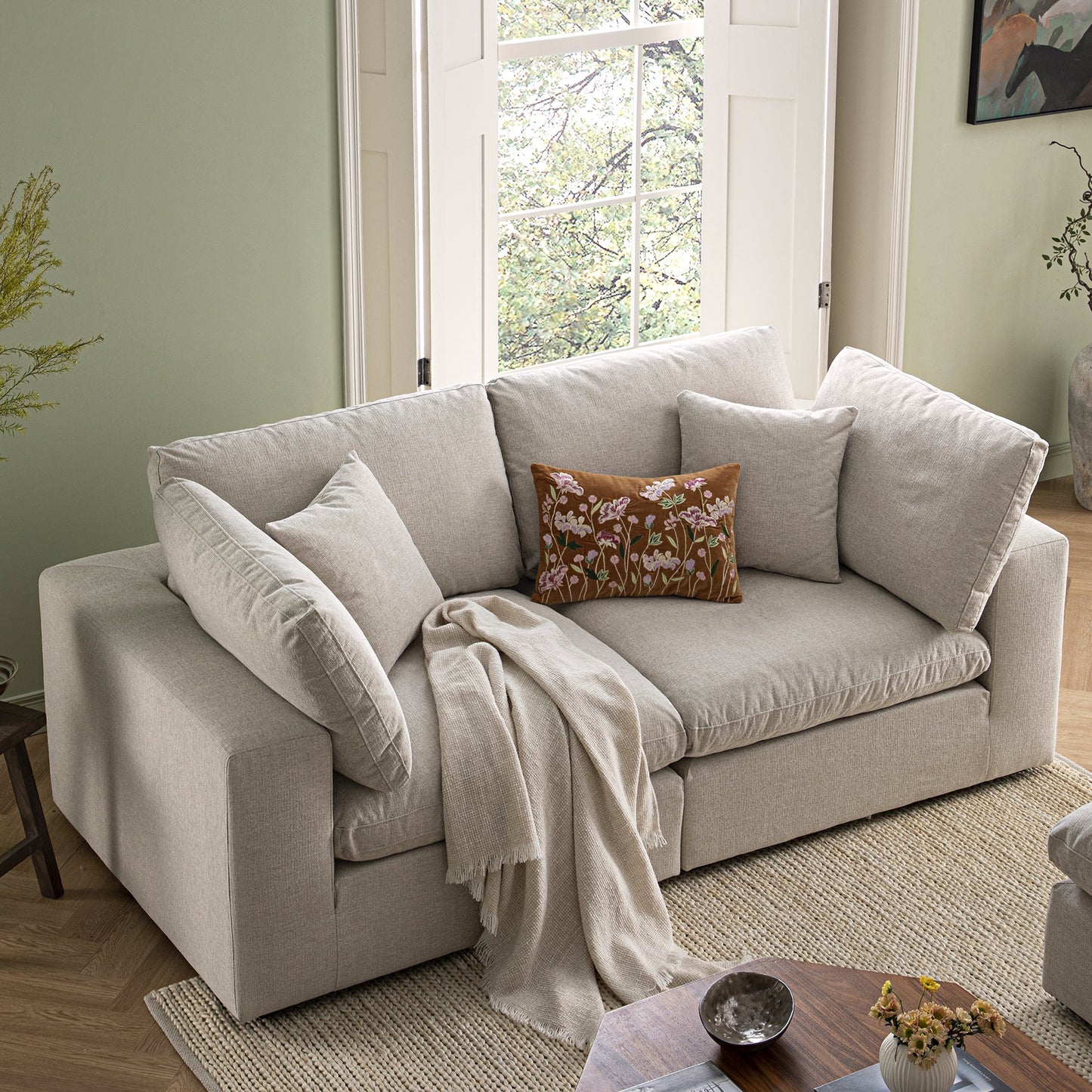 Canapé modulaire en tissu tissé avoine Lutyens, 2 pièces