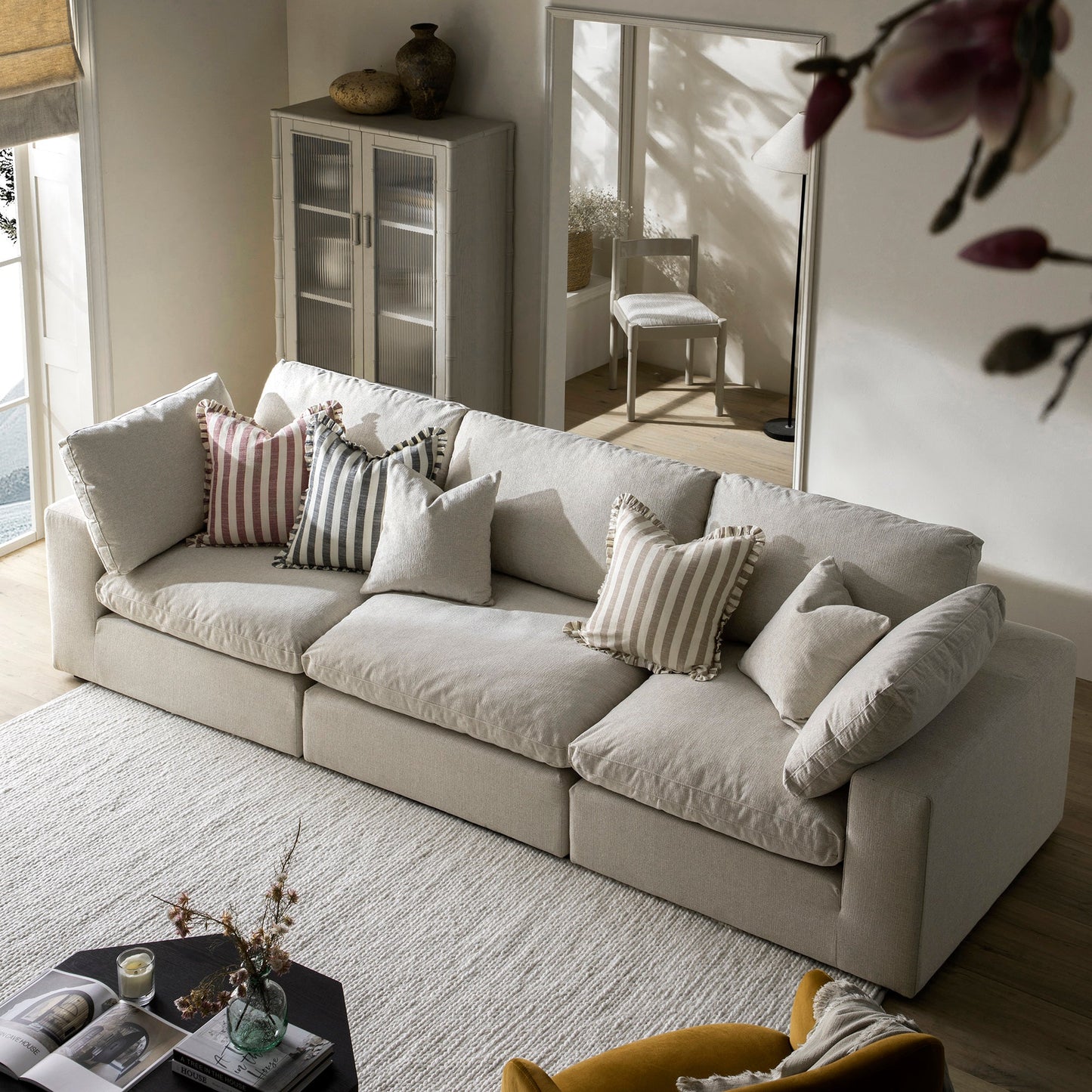 Canapé modulaire en tissu tissé avoine Lutyens, 3 pièces