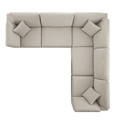 Ensemble de canapés d'angle modulaires Lutyens en mélange de tissus à tissage avoine, 5 pièces