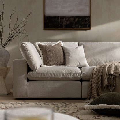 Ensemble de canapés d'angle modulaires Lutyens en mélange de tissus à tissage avoine, 5 pièces