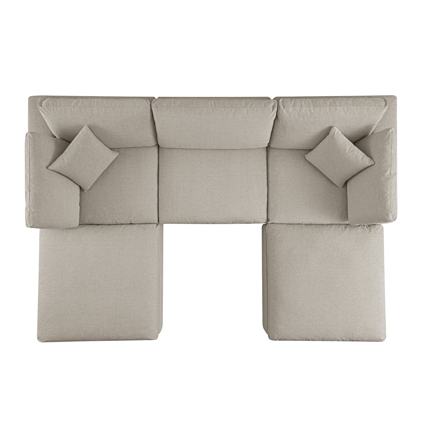 Ensemble de canapés modulaires en U 5 pièces en tissu tissé avoine Lutyens