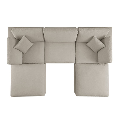 Ensemble de canapés modulaires en U 5 pièces en tissu tissé avoine Lutyens