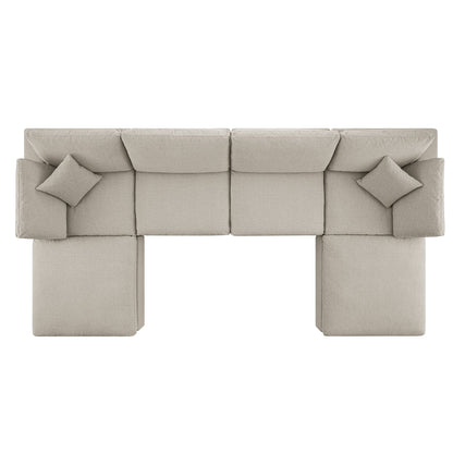 Ensemble de canapés modulaires en U Lutyens en tissu tissé avoine, 6 pièces