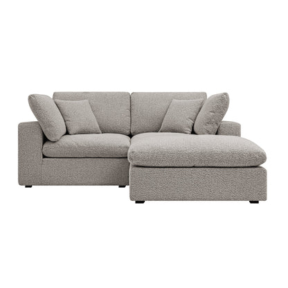 Canapé modulaire Lutyens Boucle Taupe, méridienne 2 pièces
