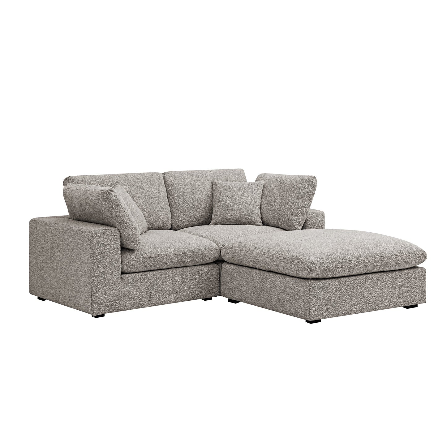 Canapé modulaire Lutyens Boucle Taupe, méridienne 2 pièces