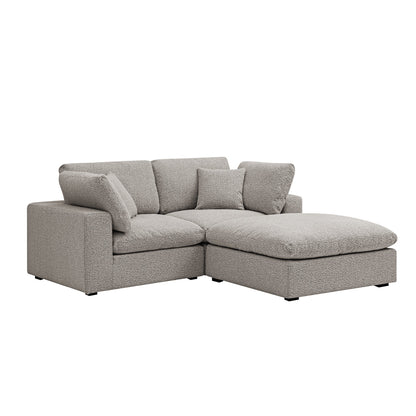 Canapé modulaire Lutyens Boucle Taupe, méridienne 2 pièces