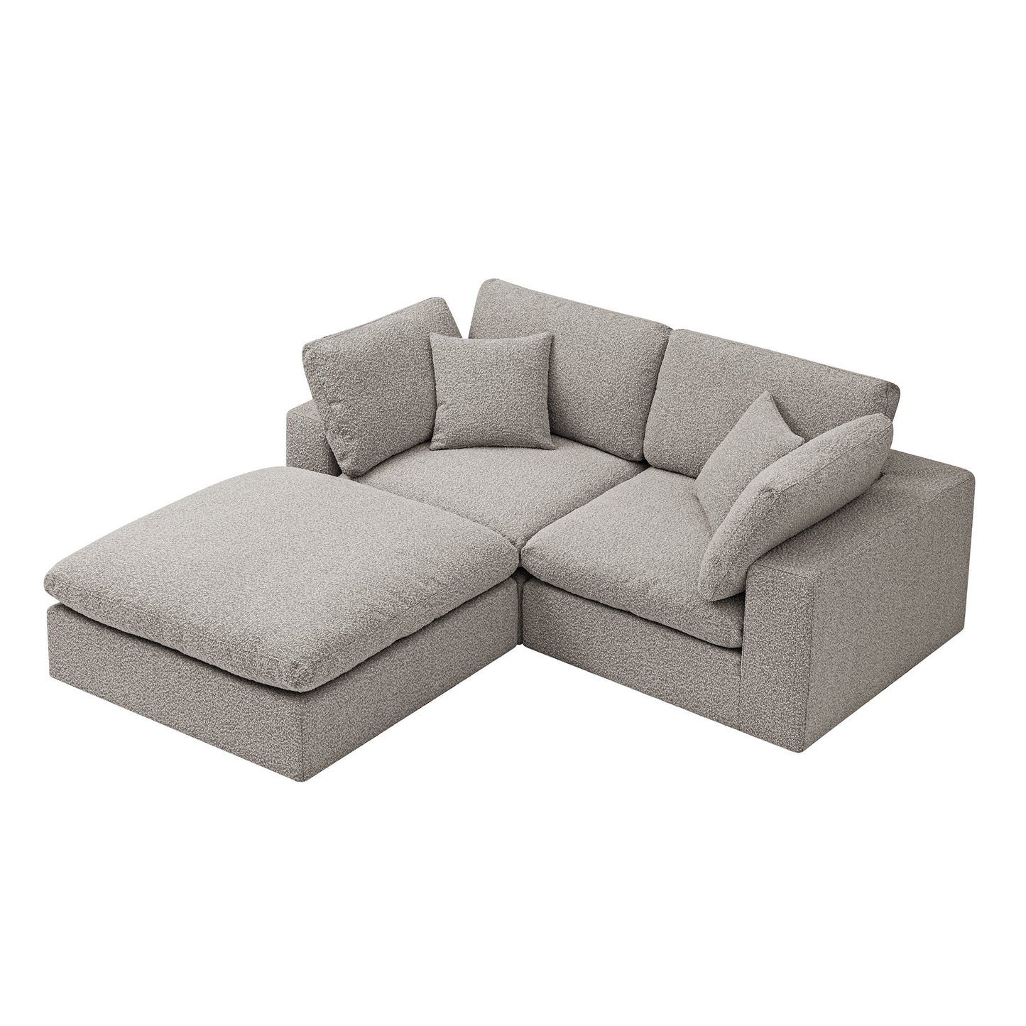 Canapé modulaire Lutyens Boucle Taupe, méridienne 2 pièces