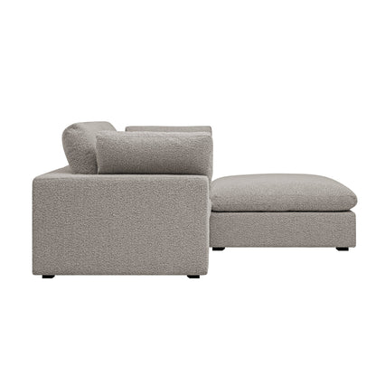 Canapé modulaire Lutyens Boucle Taupe, méridienne 2 pièces